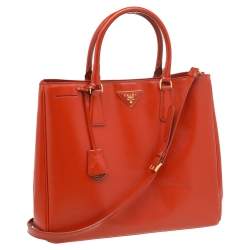 Pre Owned Prada Orange Saffiano Lux Leather Large Galleria Tote