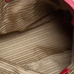 Pre Owned Prada Red Vitello Daino Leather Shopper Tote