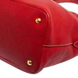 Pre Owned Prada Red Vitello Daino Leather Shopper Tote