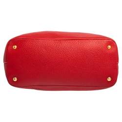 Pre Owned Prada Red Vitello Daino Leather Shopper Tote