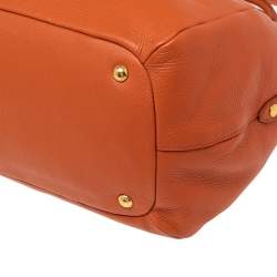 Pre Owned Prada Orange Daino Leather Top Zip Tote