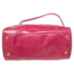 Pre Owned Prada Fuchsia Vitello Shine Leather Shopper Tote