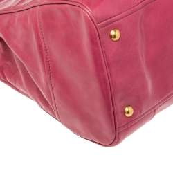 Pre Owned Prada Fuchsia Vitello Shine Leather Shopper Tote
