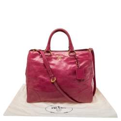 Pre Owned Prada Fuchsia Vitello Shine Leather Shopper Tote