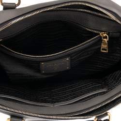 Pre Owned Prada Grey Vitello Daino Leather Double Zip Shopper Tote