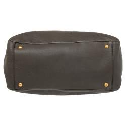 Pre Owned Prada Grey Vitello Daino Leather Double Zip Shopper Tote