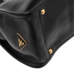 Pre Owned Prada Black Leather Frame Tote