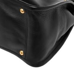 Pre Owned Prada Black Leather Frame Tote