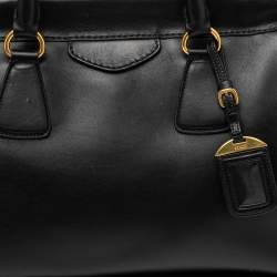 Pre Owned Prada Black Leather Frame Tote