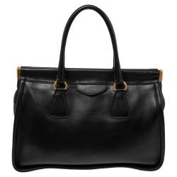 Pre Owned Prada Black Leather Frame Tote