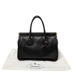 Pre Owned Prada Black Leather Frame Tote