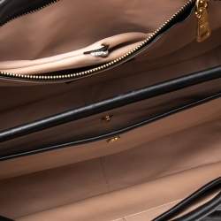 Pre Owned Prada Black Leather Frame Tote