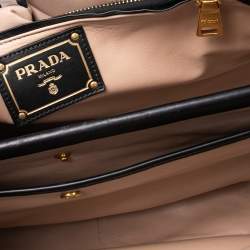 Pre Owned Prada Black Leather Frame Tote
