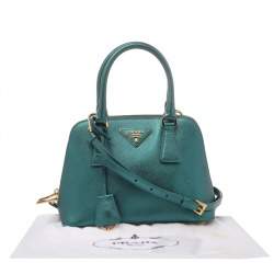 Pre Owned Prada Green Leather Promenade Crossbody Bag