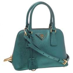 Pre Owned Prada Green Leather Promenade Crossbody Bag