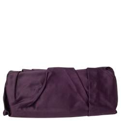Pre Owned Prada Purple Satin Raso Pleated Clutch