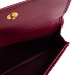 Pre Owned محفظة بطاقات برادا بيزنس جلد سافيانو وردي قلاب 