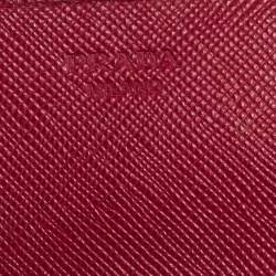 Pre Owned محفظة بطاقات برادا بيزنس جلد سافيانو وردي قلاب 