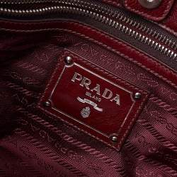 Pre Owned Prada Burgundy Vitello Daino Leather Shopper Tote