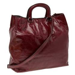Pre Owned Prada Burgundy Vitello Daino Leather Shopper Tote