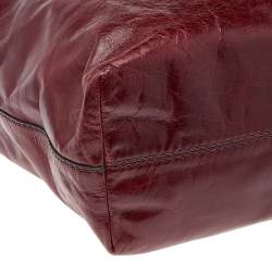 Pre Owned Prada Burgundy Vitello Daino Leather Shopper Tote