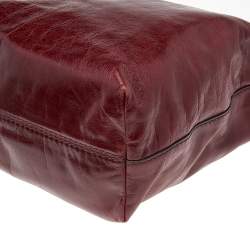 Pre Owned Prada Burgundy Vitello Daino Leather Shopper Tote