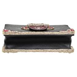 Pre Owned Prada Black/Red Saffiano And Crocodile Cahier Shoulder Bag