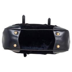 Pre Owned Prada Black/Navy Blue Velluto Jacquard Frame Bag