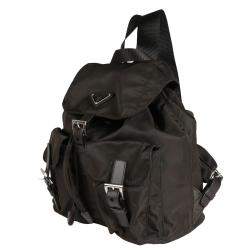 Pre Owned Prada Olive/Brown Tessuto Nylon Leather Vela Backpack