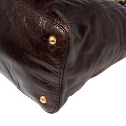 Prada Dark Brown Leather Frame Tote