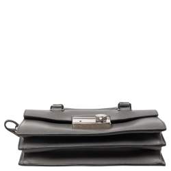 Prada Grey Saffiano Lux Leather Flap Crossbody Bag