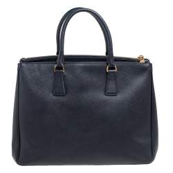 Pre Owned Prada Black Saffiano Lux Leather Large Galleria Double Zip Tote