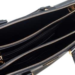 Pre Owned Prada Black Saffiano Lux Leather Large Galleria Double Zip Tote