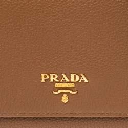 Pre Owned Prada Brown Leather Wallet On Strap