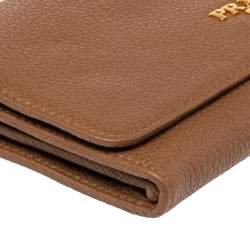 Pre Owned Prada Brown Leather Wallet On Strap