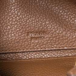 Pre Owned Prada Brown Leather Wallet On Strap