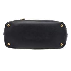 Pre Owned Prada Black Saffiano Lux Leather Medium Galleria Double Zip Tote