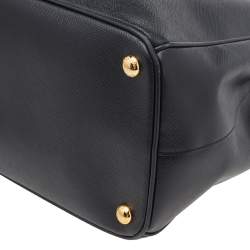 Pre Owned Prada Black Saffiano Lux Leather Medium Galleria Double Zip Tote