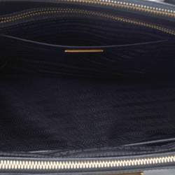 Pre Owned Prada Black Saffiano Lux Leather Medium Galleria Double Zip Tote