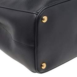Pre Owned Prada Black Saffiano Lux Leather Medium Galleria Double Zip Tote