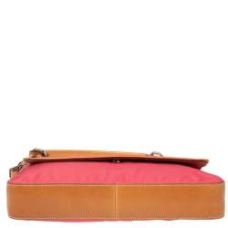 Pre Owned Prada Pink Nylon and Leather Flap Shoulder Bag