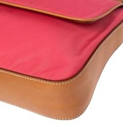 Pre Owned Prada Pink Nylon and Leather Flap Shoulder Bag
