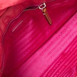 Pre Owned Prada Pink Nylon and Leather Flap Shoulder Bag
