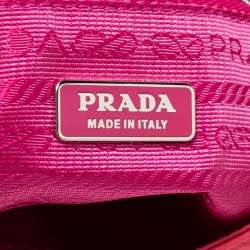 Pre Owned Prada Pink Nylon and Leather Flap Shoulder Bag
