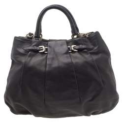 Pre Owned Prada Black Leather Shoulder Bag