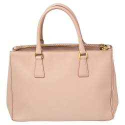 Pre Owned Prada Beige Saffiano Leather Medium Galleria Double Zip Tote