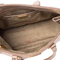 Pre Owned Prada Beige Saffiano Leather Medium Galleria Double Zip Tote