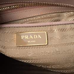 Pre Owned Prada Beige Saffiano Leather Medium Galleria Double Zip Tote