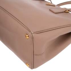 Pre Owned Prada Beige Saffiano Leather Medium Galleria Double Zip Tote