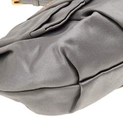 Pre Owned Prada Grey Nylon Tessuto Bow Wristlet Clutch